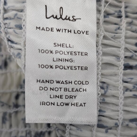 Lulus Women's Black & White Floral Print Puff Sleeve Smocked Blouse Size L NWT - Picture 10 of 13